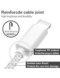 Cinkenyo iPhone Charger, MFi Certified Cable, 5Pack (3 3 6 6 10FT) to Syncing Data and Nylon Braided Cord Charger Compatible with iPhone XS XR X 8 8Plus 7 7Plus 6S 6Plus iPad More(Silver&White)