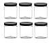 Nakpunar Clear Plastic Jars - Set of 6 (4 oz, with Black Lids)
