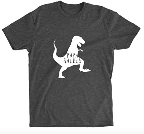 Papa Saurus Dark Heather Grey Unisex T-shirt - Papa Dinosaur Shirt - Papa Shirts