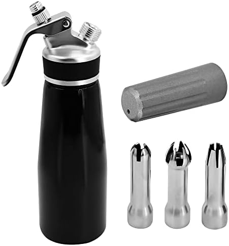 SimCoker Whipped Cream Dispenser - 500mL Aluminum Cream Whipper With 3 Nozzles