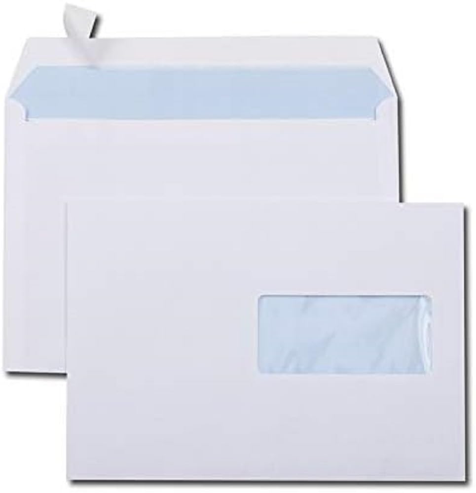 GPV Self-Sealing Envelopes C5 80 g 162 x 229 mm with 45 x 100 mm Window Box of 500 White