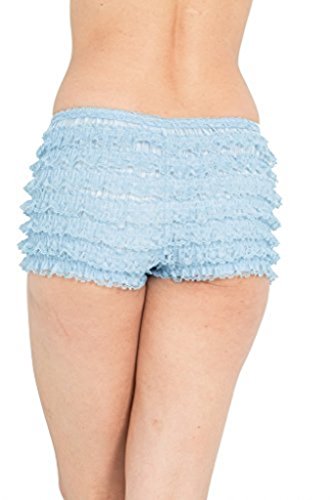 BellaSous Malco Modes Womens Sexy Ruffle Panties Tanga Dance Bloomers Sissy Booty Shorts (Light Blue, XXX-Large)