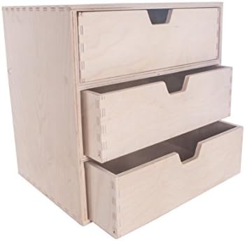 SEARCH BOX - Caja pequeña de Madera con 3 cajones, 28,5 x 20,5 x 28,5 cm: Amazon.es: Hogar