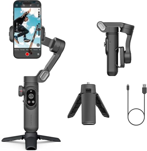 Estabilizador de cardán para smartphone, pantalla OLED con luz LED, cardán de 3 ejes, control de gestos, seguimiento facial, carga magnética, estabilizador de cardán para Android y iPhone AOCHUAN
