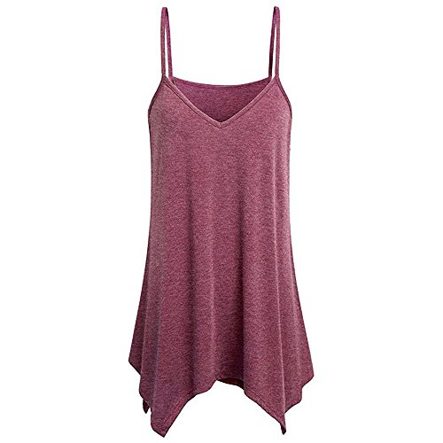 HGWXX7 Women Plis Size Loose Solid Irregular V Neck Cami Vest Blouse
