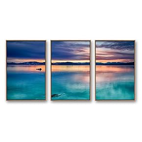 3 Piece Framed Canvas Wall Art for Living Room, Bedroom Lake Tahoe Canvas Prints for Modern Home Decoration Ready to Hang - 16"x24"x3 Panels