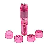 Pocket Rocket Mini Beauty Facial Massager Full Body Relax Toy 4 Heads Pink Color (1Pk)