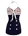 Ekouaer Womens One Piece Swimsuits Vintage Striped Skirt Bathing Suit Vintage Retro Push Up Swimwear