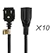 CableCreation [10-PACK] 1 Foot Power Strip Adapter,16 AWG Angle Power Extension Cable Cord For NEMA 5-15R to NEMA 5-15P, 0.3M / Black