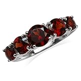 Silvershake 2.94ct. 5 Stone Natural Garnet White
