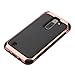Kaleidio Case Compatible for LG Escape 3 K373 / Treasure 4G LTE L51AL / L52VL Case, [Impact Shield] Hybrid Shockproof Protective Heavy Duty 2pcs Cover [Black/Rose Gold Leather Texture]