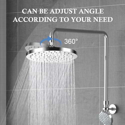 AiQInu Round Shower Head, 24.5 cm, Anti-Limescale Shower Head, Round High Pressure Shower Head in Stainless Steel 304, High Pressure Rain Shower Head