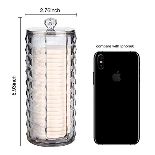 WELTRXE Cotton Swab Dispenser, Cotton Round Holder, Bathroom Vanity Countertop Storage Organizer Canister Jar with Lid for Q-Tips, Cotton Rounds, Balls, Cotton Swabs, Makeup Sponges - 2 Pack