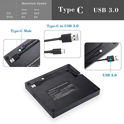 External CD Drive, Proslife USB 3.0 DVD Player, High Speed Data Transfer for Laptop/Desktop/XP/Vista/Win7/8/10/Mac, OS