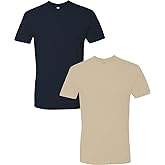 Next Level Apparel Mens Premium Fitted Short-Sleeve Crew Midnight-Sand(2Pack) Large