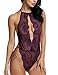 Avidlove Lingerie for Women Teddy One Piece Lace Babydoll Chemsie Deep V Bodysuit Purple Small