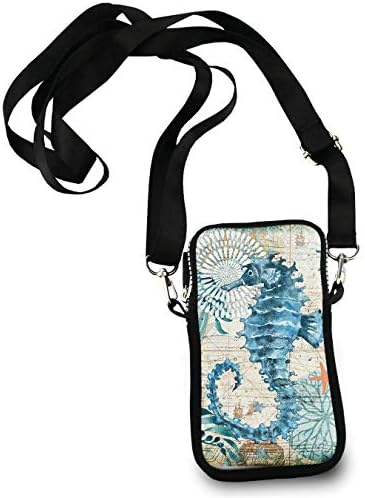ESTLISS Smartphone Crossbody Bag - Old Ocean Sea Horse - Small Cellphone Wallet Purse Messenger Bag Zip Cross Body Bag Shoulder Bag for Traveling Hiking Camping