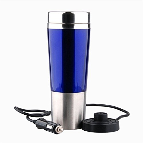 JCNCE Car Electric Cup Heated Stainless Steel Mug Car Coffee Cup With Charger (Blue)