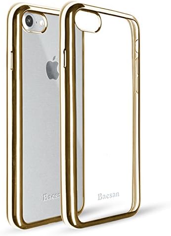 iPhone 7 case,Baesan Premium Flexible Soft TPU Bumper Silicone Case with Electroplate Frame Fit for iPhone 7 -- Gold