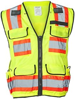 Ironwear 1278FR-L-02-MD ANSI Class 2 Flame Retardant Polyester Surveyor SAFETY Vest with 2" Silver Reflective Tape, Lime, Medium