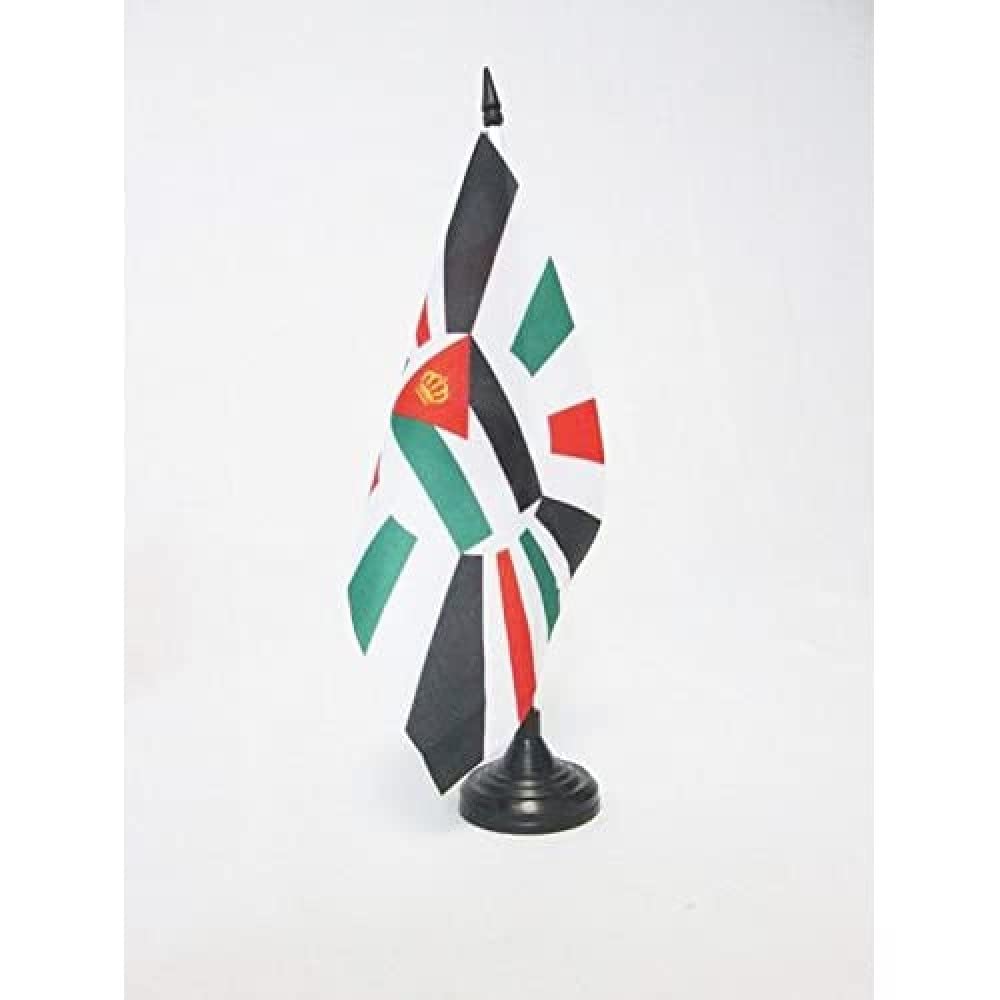 AZ FLAG Royal Standard of Jordan Table Flag 5'' x 8'' - Jordanian Kingdom Office Decoration 100% Polyester 21 x 14 cm - Mini Desk Flag with Pole and Black Plastic Base
