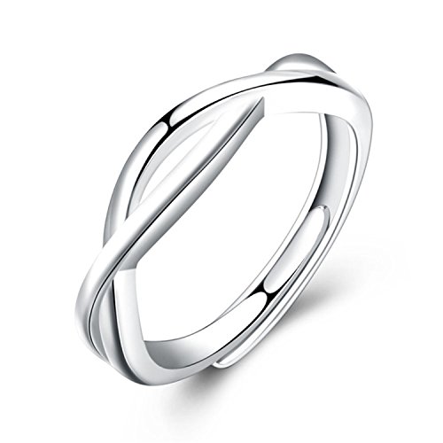 jewellery sterling silver ring thumb, midi ring adjustable infinity open twist hollow cross design ladies fashion ring (Style 1)