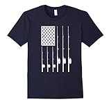 Mens Patriotic Fishing T-Shirt with American USA Flag Great Gift XL Navy