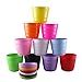 TRUEDAYS 4.3 Inch Plastic Planter Multi Color Flower Pots with Plant Saucer Modern Garden Pots for House Plants, Set of 10