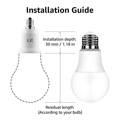 LE E12 to E26 Light Socket Adapter, Bulb Base Converter, Pack of 6