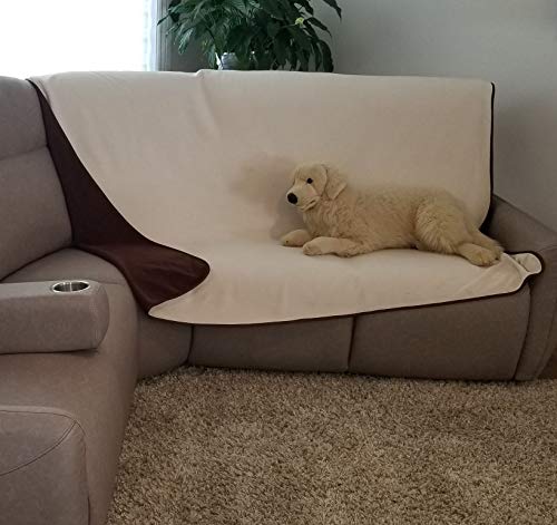 TOP Waterproof Blanket, Deluxe Bed and Furniture Protector for People and Pets, Reversible, Leak Proof Moisture Barrier, Soft Fleece (Brown Beige Reversible, Jumbo 80x60)