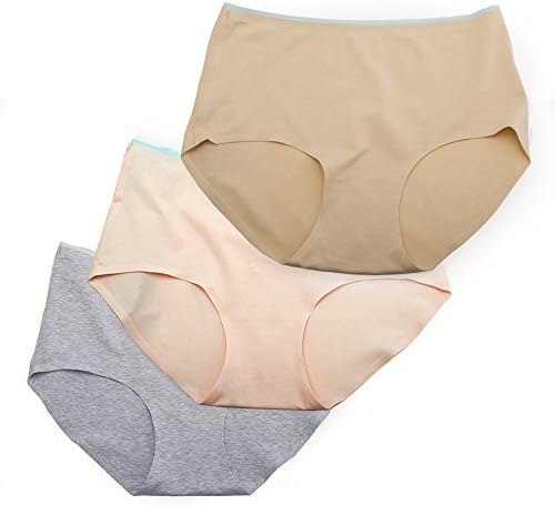 Women Underwear Cotton Briefs Panties 3 Pack Seamless Underpants Plus Size Sexy for Grils Not Nylon