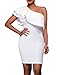 Cfanny Women Sleeveless Asymmetric Ruffled Sexy Bodycon Party Club Dress,White,M