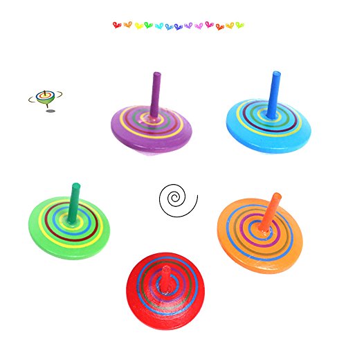 Kreisel aus Holz,12 Stück Mini Bunt Basteln Holzkreisel Set, Verschiedenen Mustern Bieten Einen Tollen Effekt Beim… – Bild 3