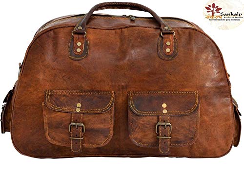 Sankalp Creation Vintage Travel Duffel Shoulder Gym Weekend Bag, 100% Pure Leather with free shipping, NEW YEAR 2019 - SALE - 2 DAYS left