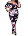 AMZ PLUS Sexy High Waist Plus Size Off Shoulder Floral Romper Jumpsuits for Women Black 2XL