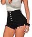 M2MO Women's Fashion High Waist Ripped Distressed Denim Shorts