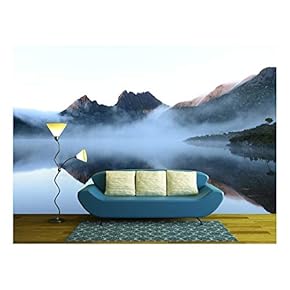The Reflex of Cradle Mountain on The Surface of Dove Lake During Morning - Removable Wall Mural | Self-Adhesive Large Wallpaper - 66x96 inches
