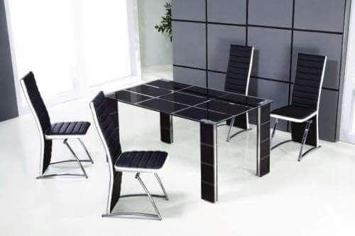 Glass Dining Table With 4 Chairs 120x70 Cm Black Buy Online At Best Price In Uae Amazon Ae