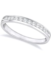 1/2 Carat (ctw) 14K White Gold Round Diamond Ladies Channel Set Half-Way Semi-Eternity Wedding Anniversary Stackable Ring Band Value Collection