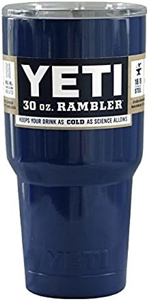 Yeti Rambler 20 Oz Tumbler, Stainless Steel, with Lid, Custom Colors (30 Oz + Handle, Navy Blue YETI)