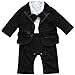 FEESHOW Baby Boy's 2Pcs Gentleman Wedding Formal Tuxedo Suit Romer Outfit Set Size 6-9 Months Black White