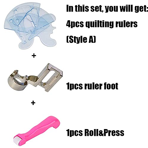 YICBOR Free Motion Quilting Rulers and Templates Set, Incuding 4pcs