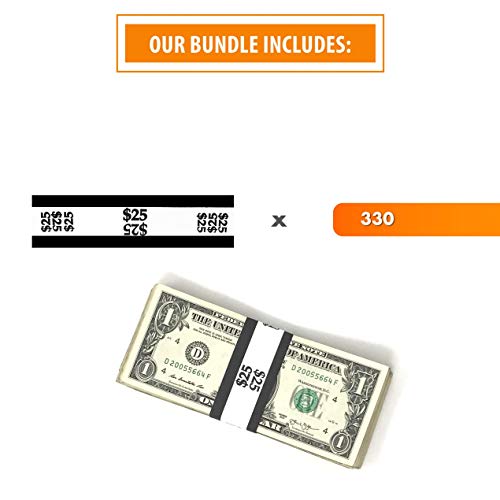 Currency Wrappers - 330pcs - Single Denomination $25, 50, 100, 500 ($25)