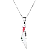 Unisex Cultural Jewelry Gift Tobestu Arabic Palestine Flag Necklace - Stainless Steel Enamel Pendant With Jerusalem Theme, 20 Inch Chain Unisex Cultural Necklace