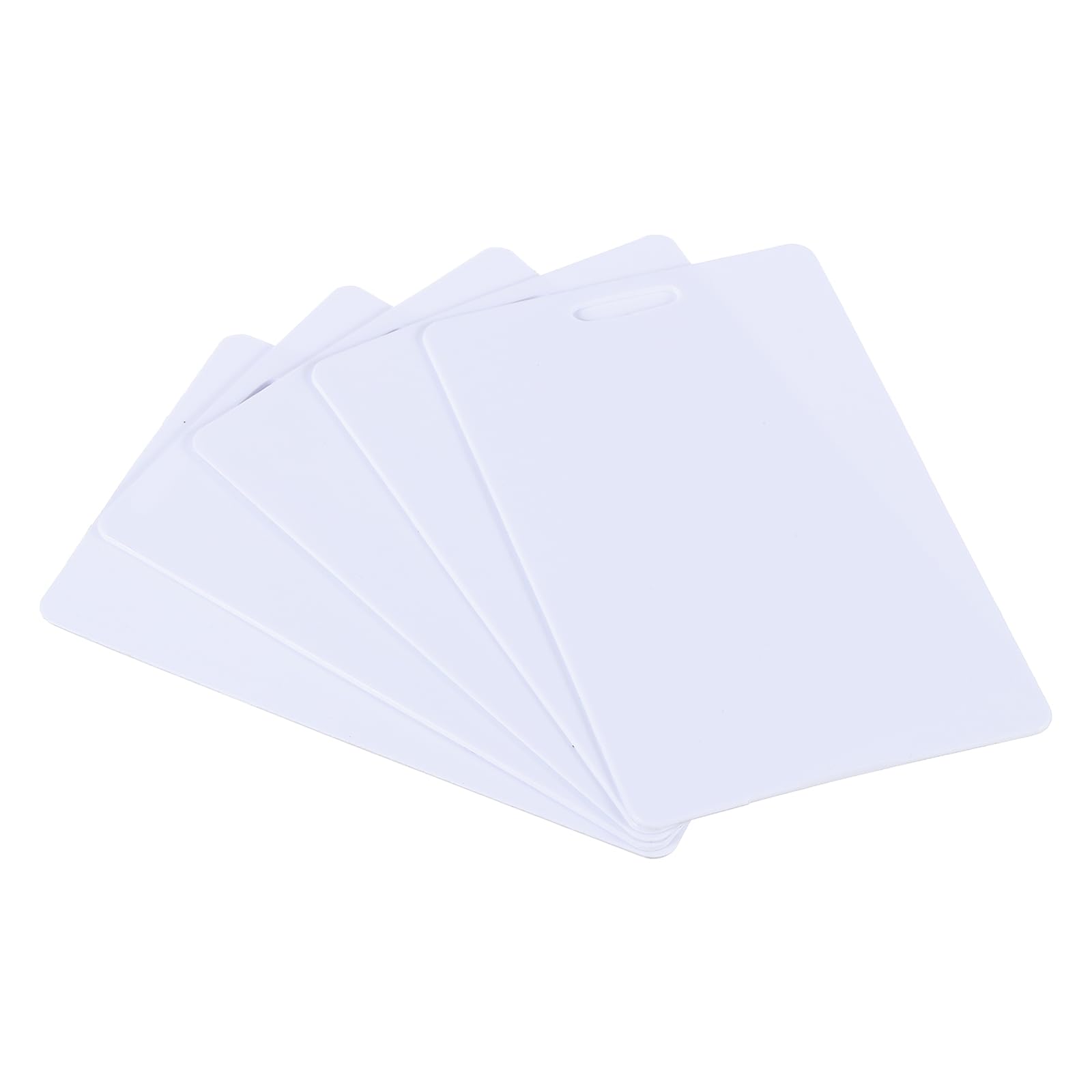 PATIKIL 2.13 x 3.39" PVC Blank Cards with Slot Punch on Short Side, 50 Pcs Punch Card Blank Credit Cards Plastic Photo ID Card for Business Office, White