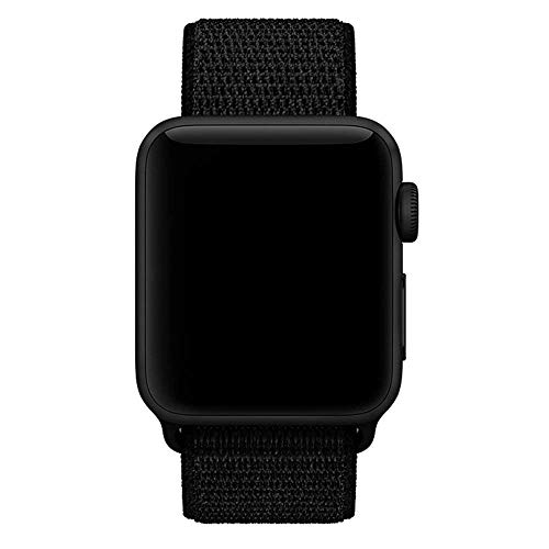 iSmarten Compatible for Apple Watch Band 38mm 42mm, Soft Nylon Sport Loop, with Hook and Loop Fastener Replacement Band Compatible for iWatch Series 1/2/3(Dark Black) (42 mm)