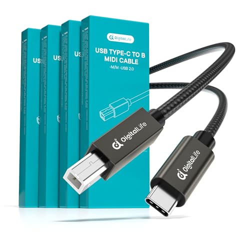 DigitalLife FlexMIDI Vortex USB-C zu USB-B MIDI Kabel (2m, 4 Stück)