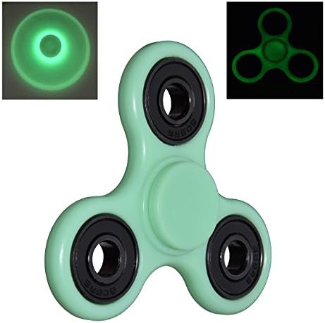 Fidget Spinner Toy Stress Reducer Portable Tri-Spinner Inner Peace Finger Toy Drop Tested Screw Axis (Turquoise luminous)