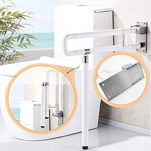 Flip Up Toilet Grab Bar - 24 Inch Stainless Steel Safety Rail For Bathroom, Seniors & Disabled
