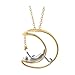 Meow Star Sterling Silver Moon Cat Necklace Cat Pendant Charm Necklaces for Women 14K Gold Plated (matte)